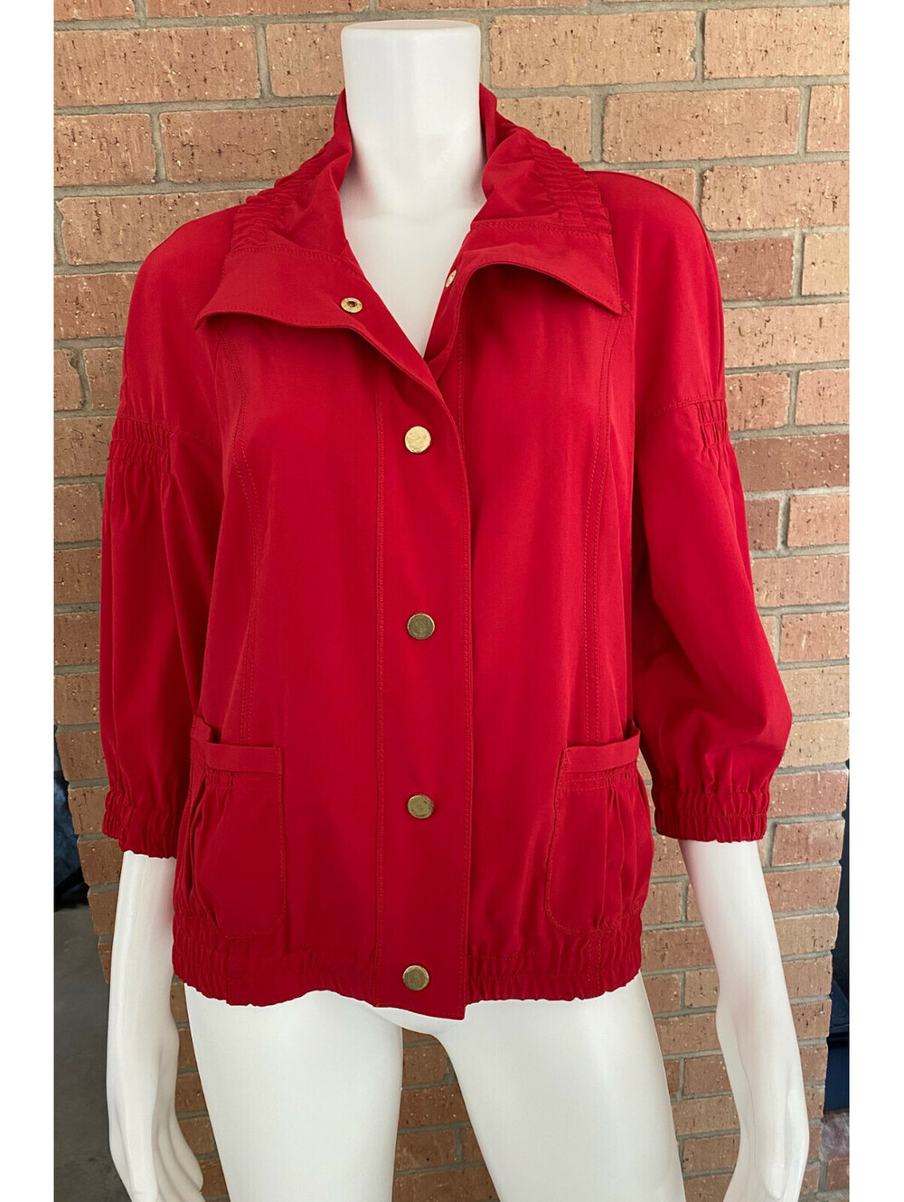 Womens ZENERGY BY CHICOS JACKET Snap Front Windbreaker RED Collar SIZE 1